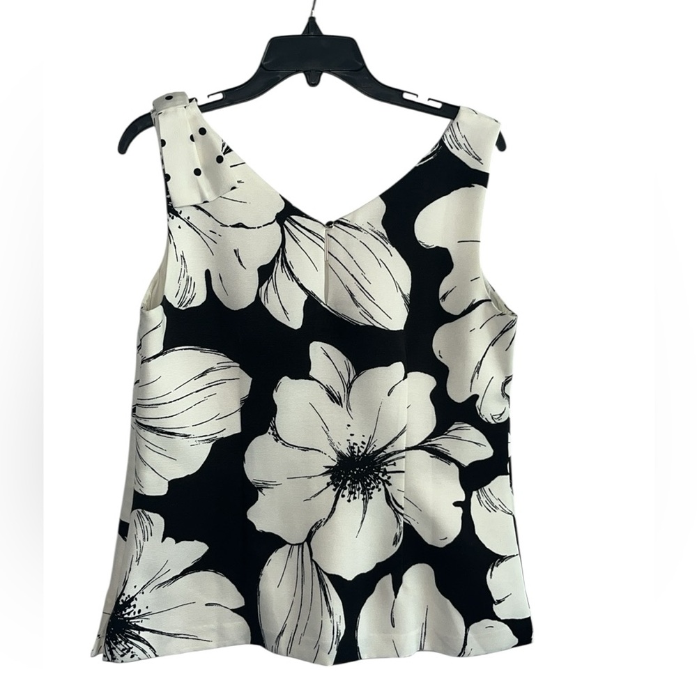 Talbots Black and White Primrose V-Neck Shell Size 6 - Picture 6 of 11